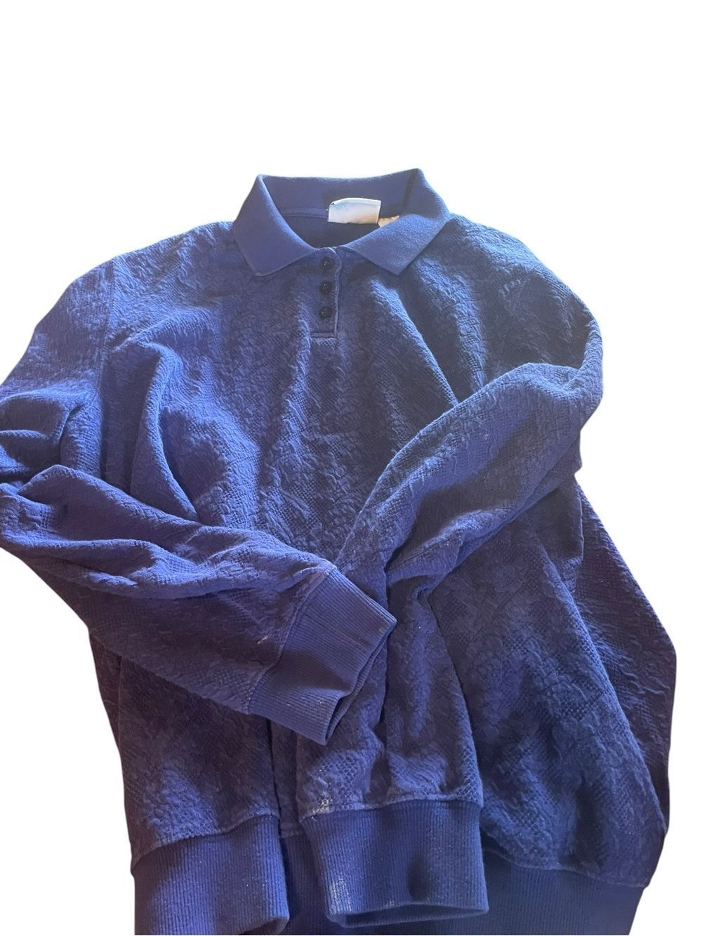 Men's Blue Long-Sleeve Polo Sweatshirt